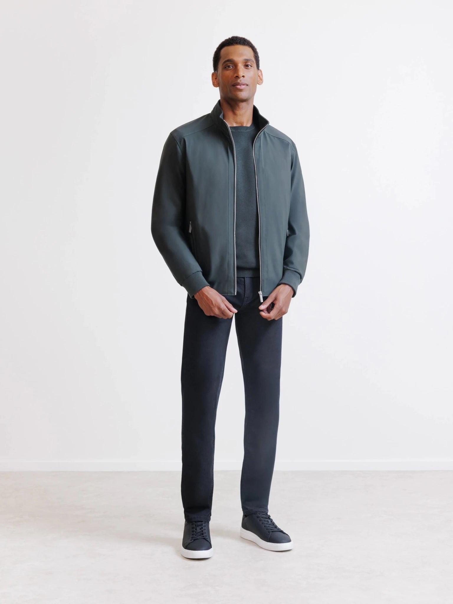 Khaki stand-up collar jacket