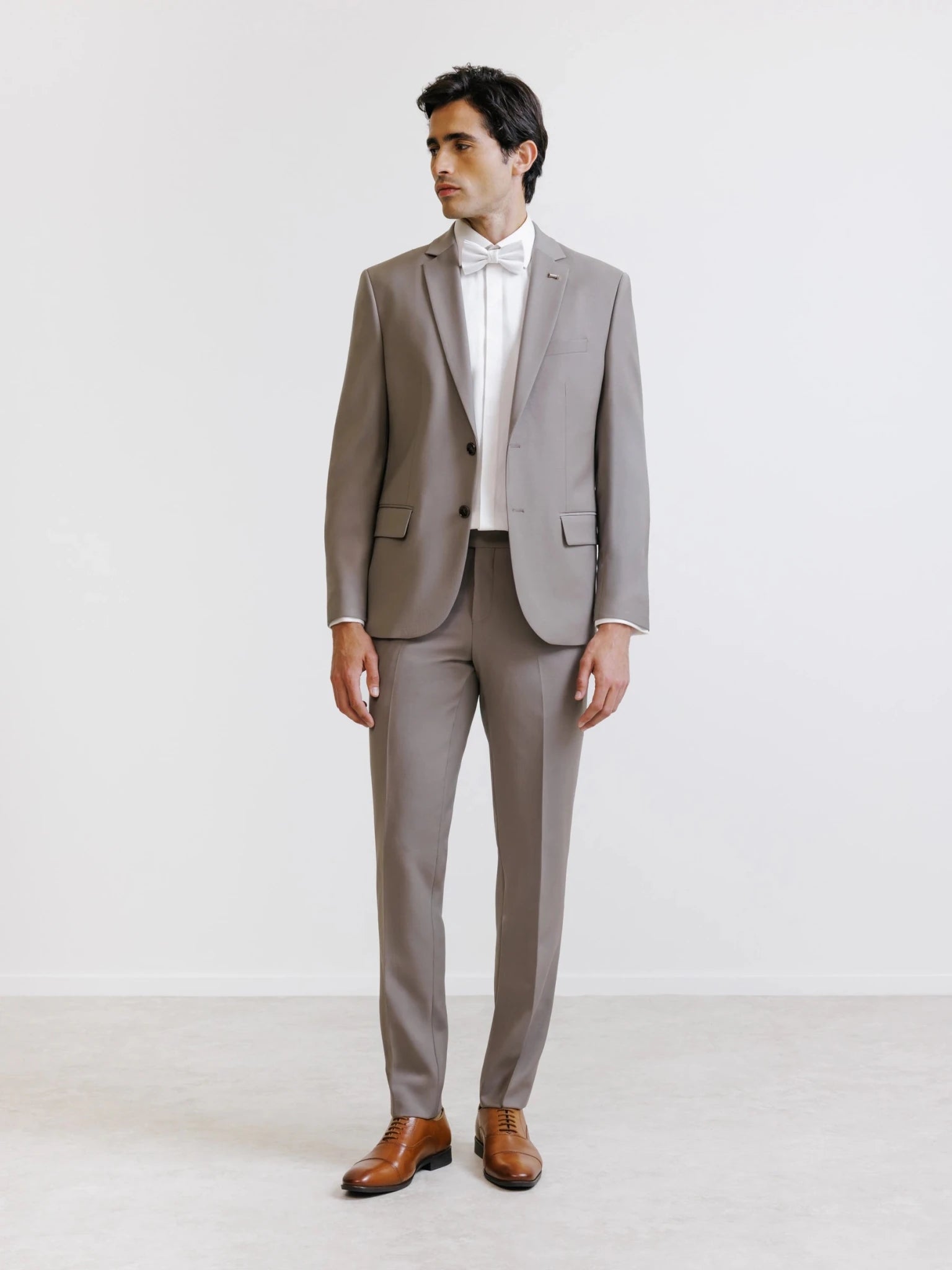 Costume 2 boutons laine majoritaire taupe - IZAC