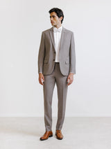 Costume 2 boutons laine majoritaire taupe - IZAC