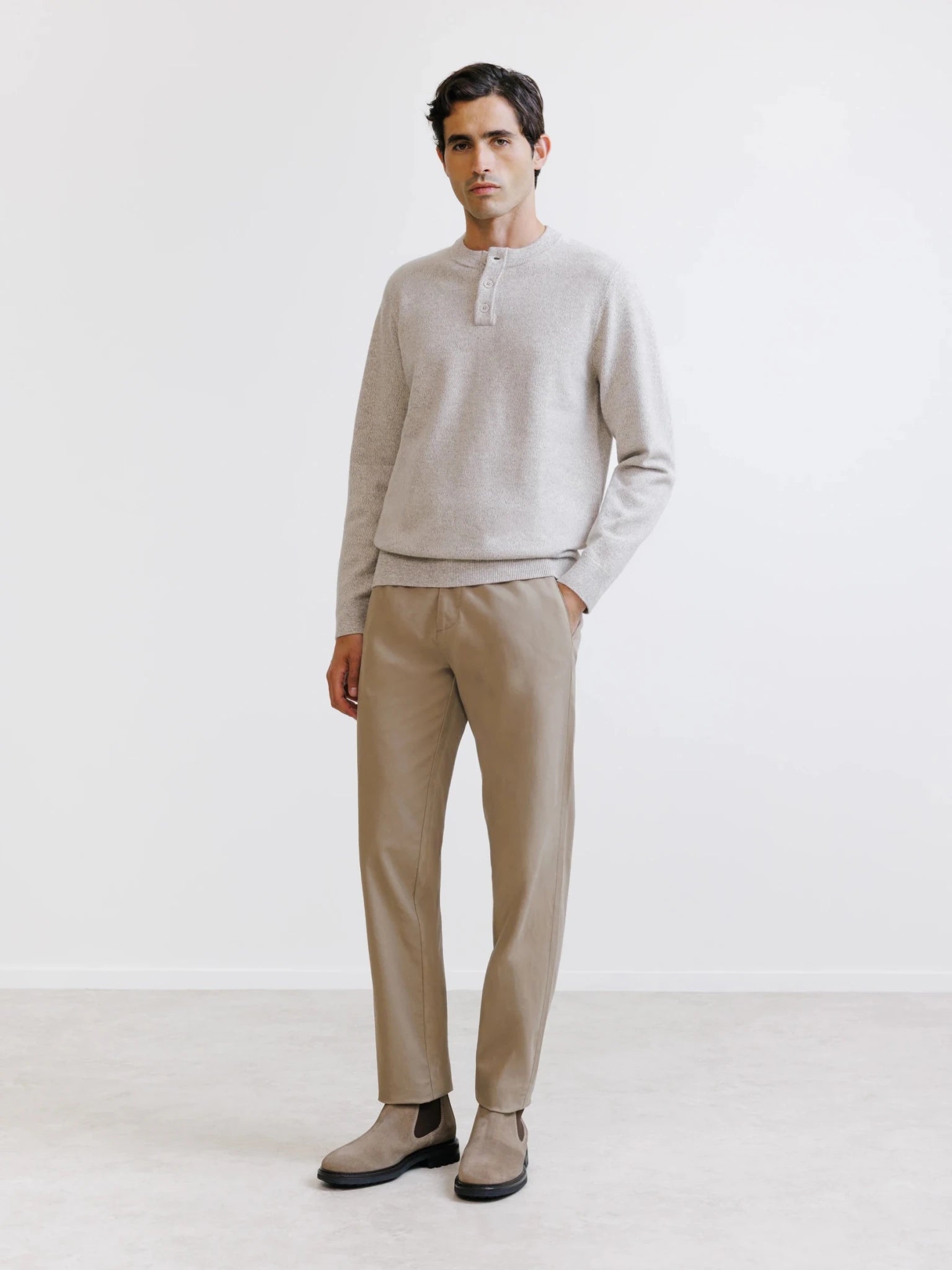 Pull col rond beige - IZAC