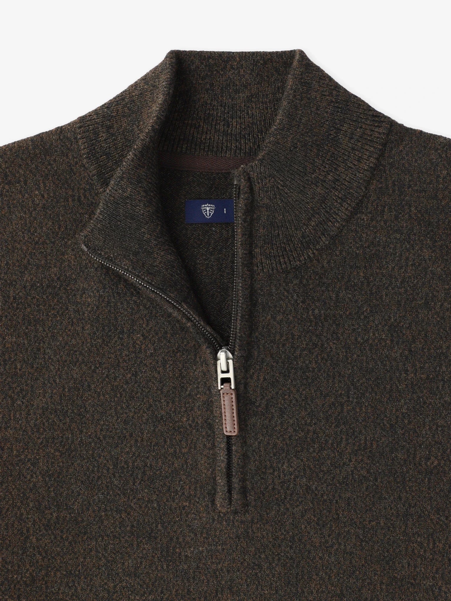Pull col demi zip mouliné marron - IZAC