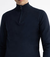 Pull coton/cachemire col zippé bleu marine - IZAC