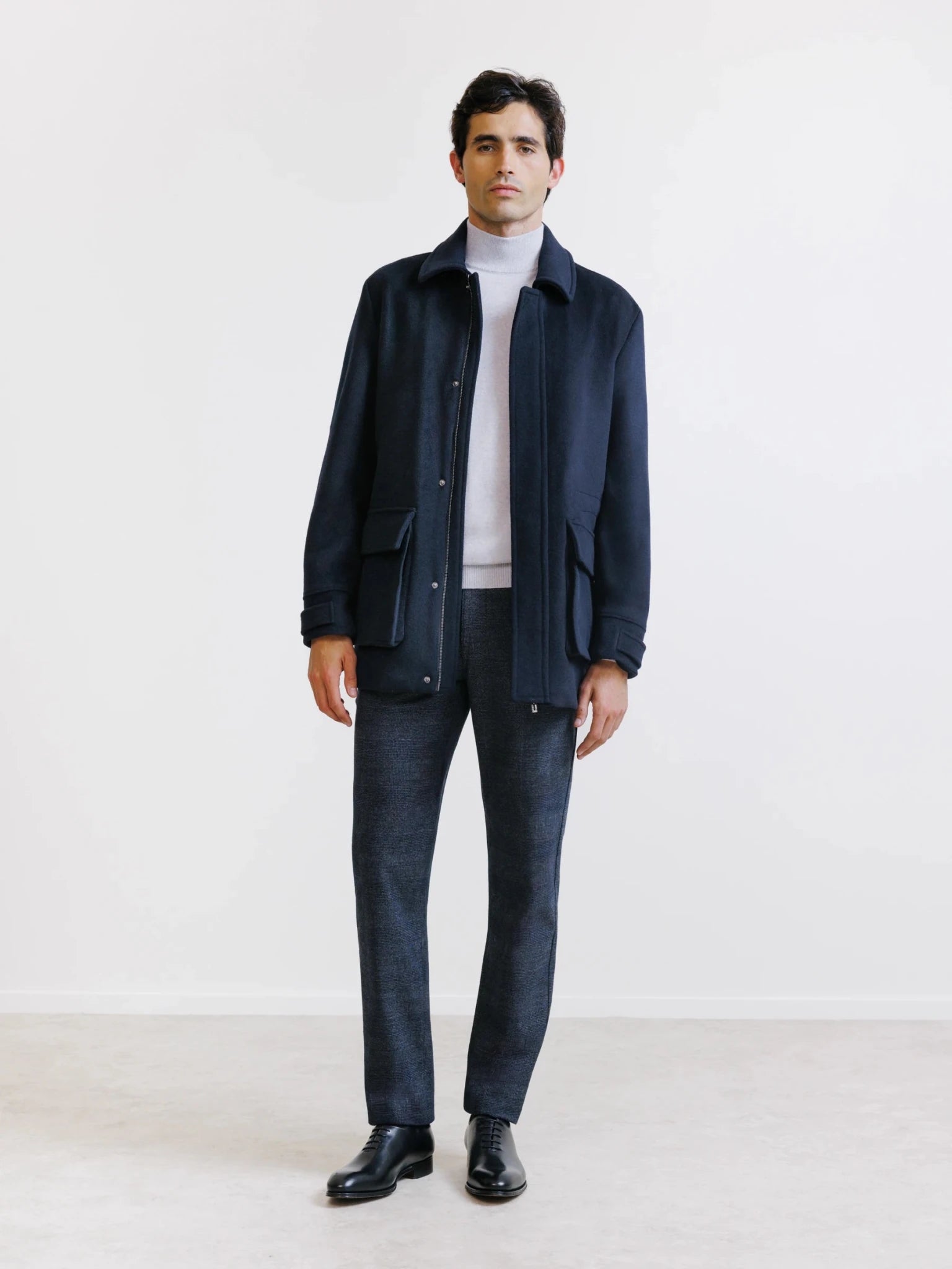 Manteau col chemise marine - IZAC