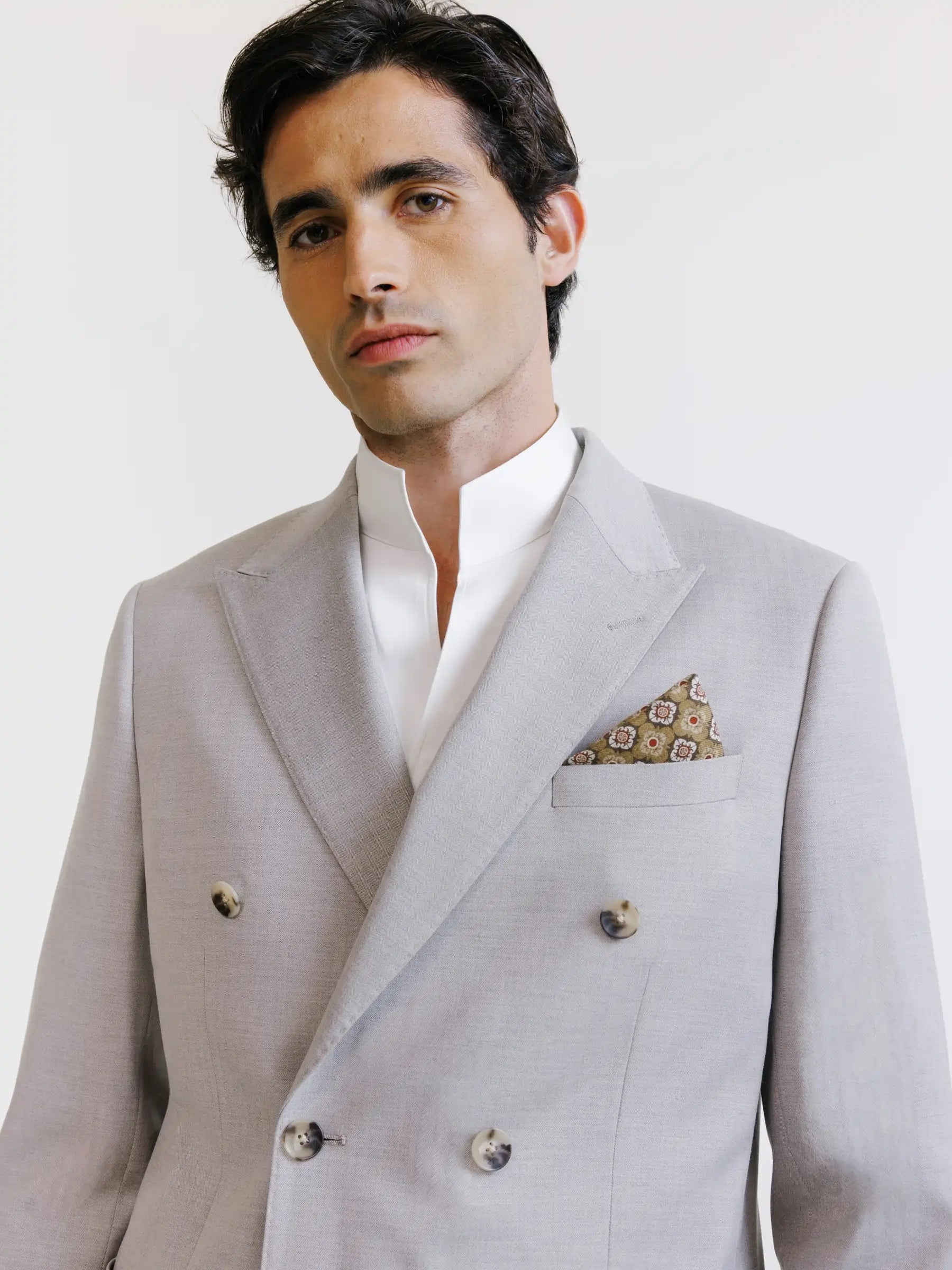Beige double-breasted suit