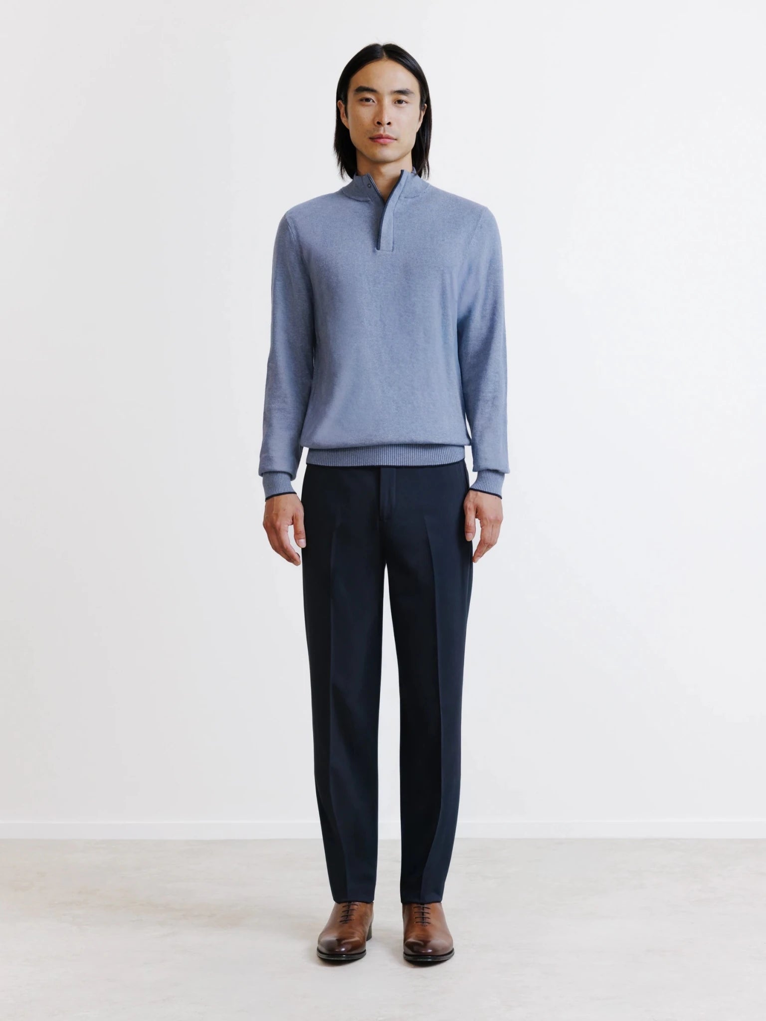 Pull col montant demi zippé indigo - IZAC