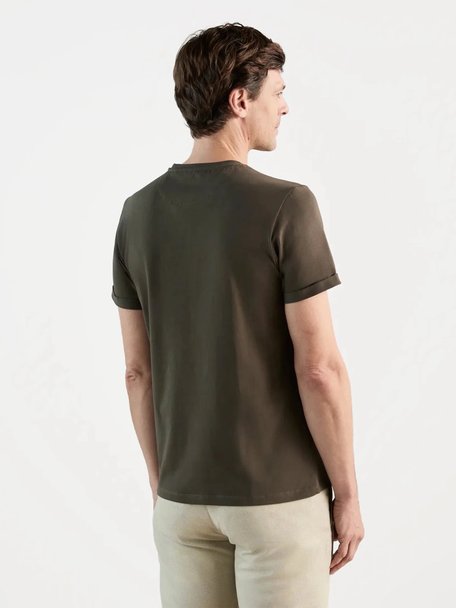 T-shirt col rond kaki foncé - IZAC