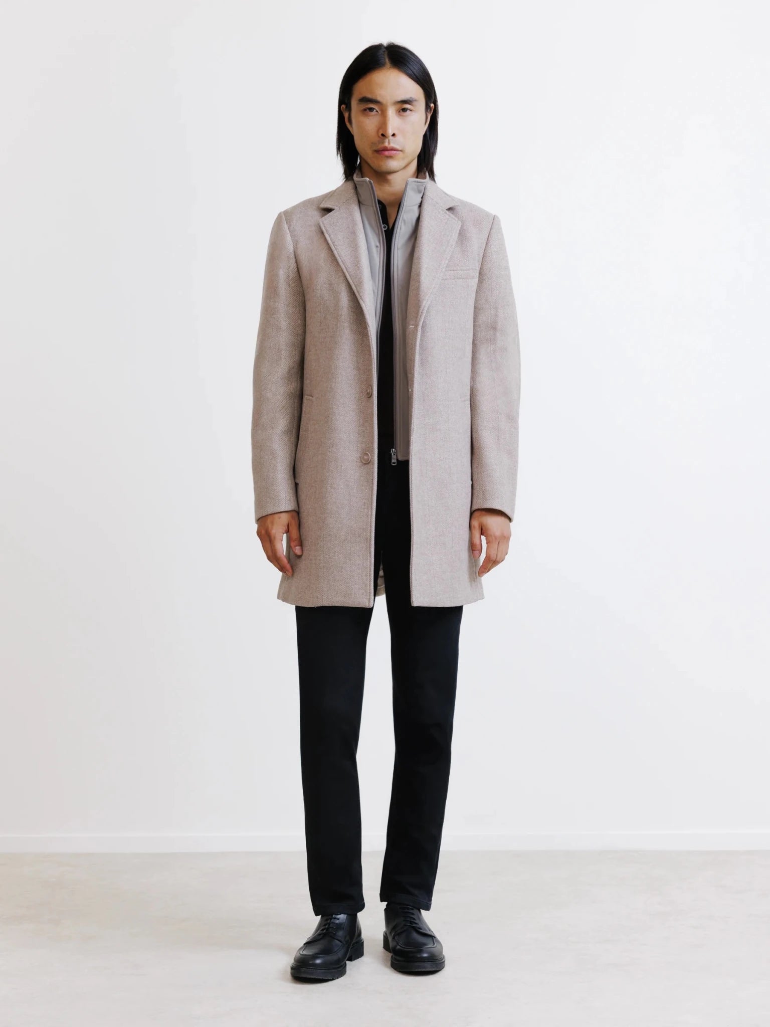 Manteau à parmenture amovible beige - IZAC