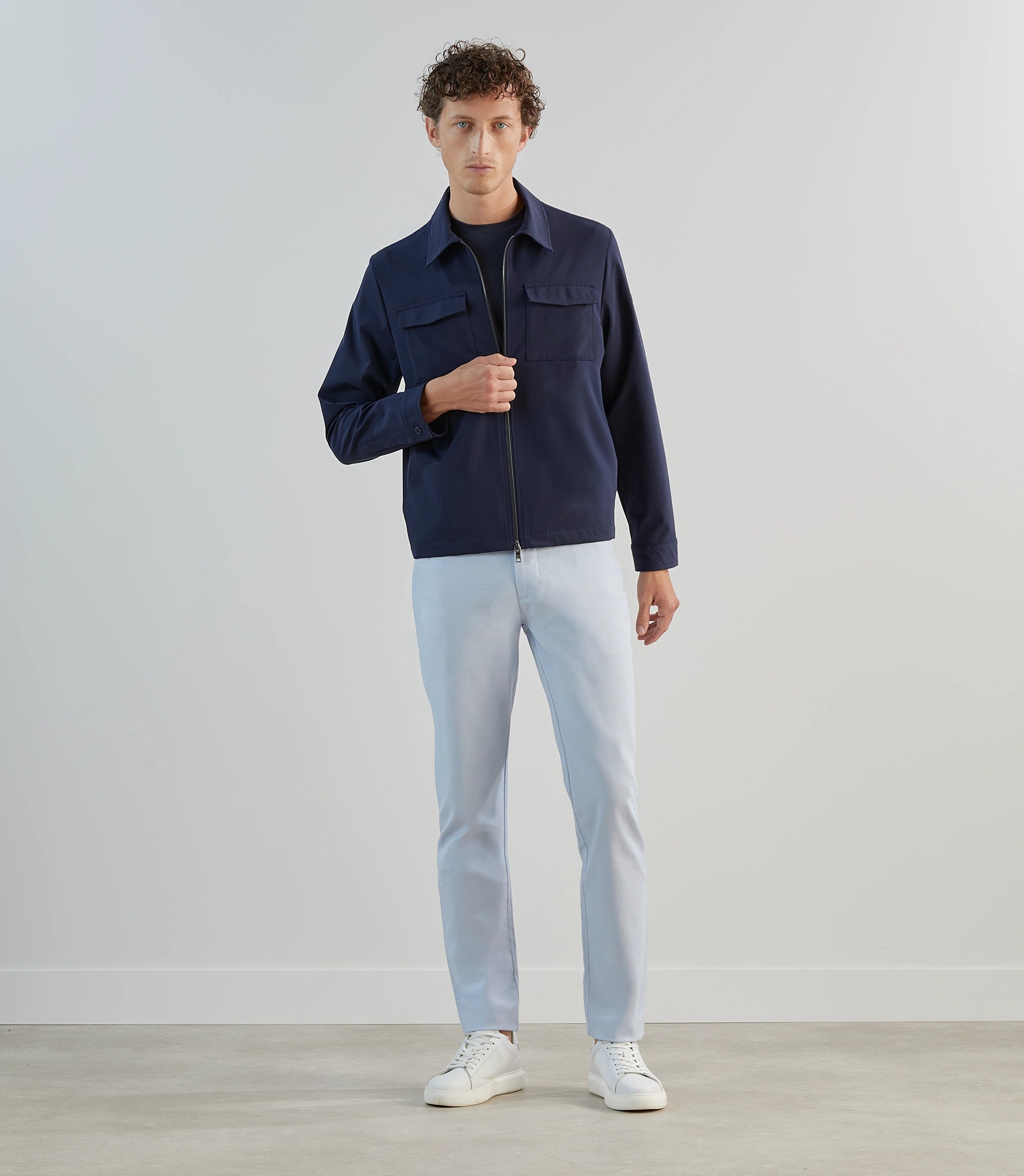 Blouson col chemise tissu technique marine - IZAC