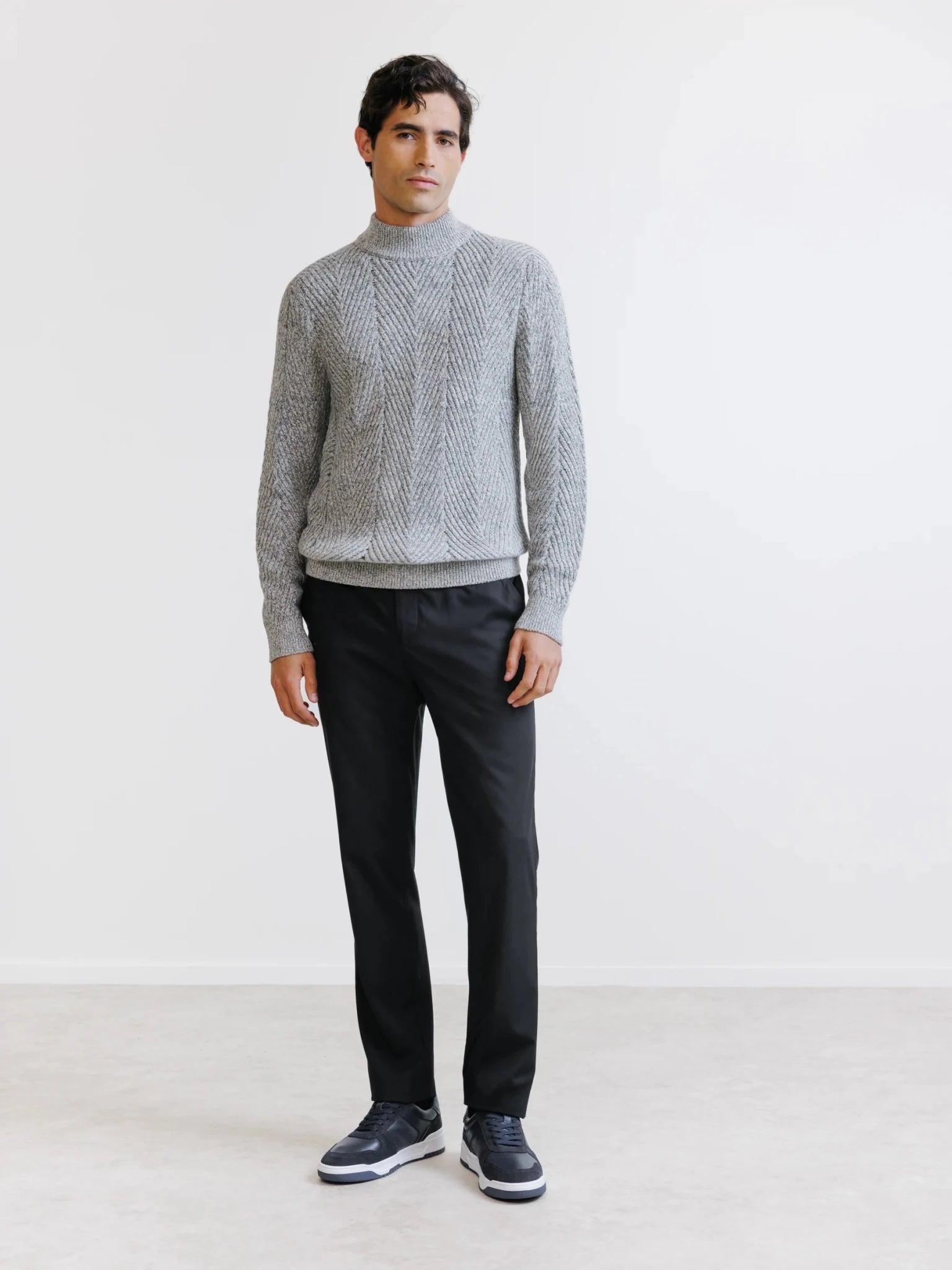 Pull col cheminée gris chiné - IZAC
