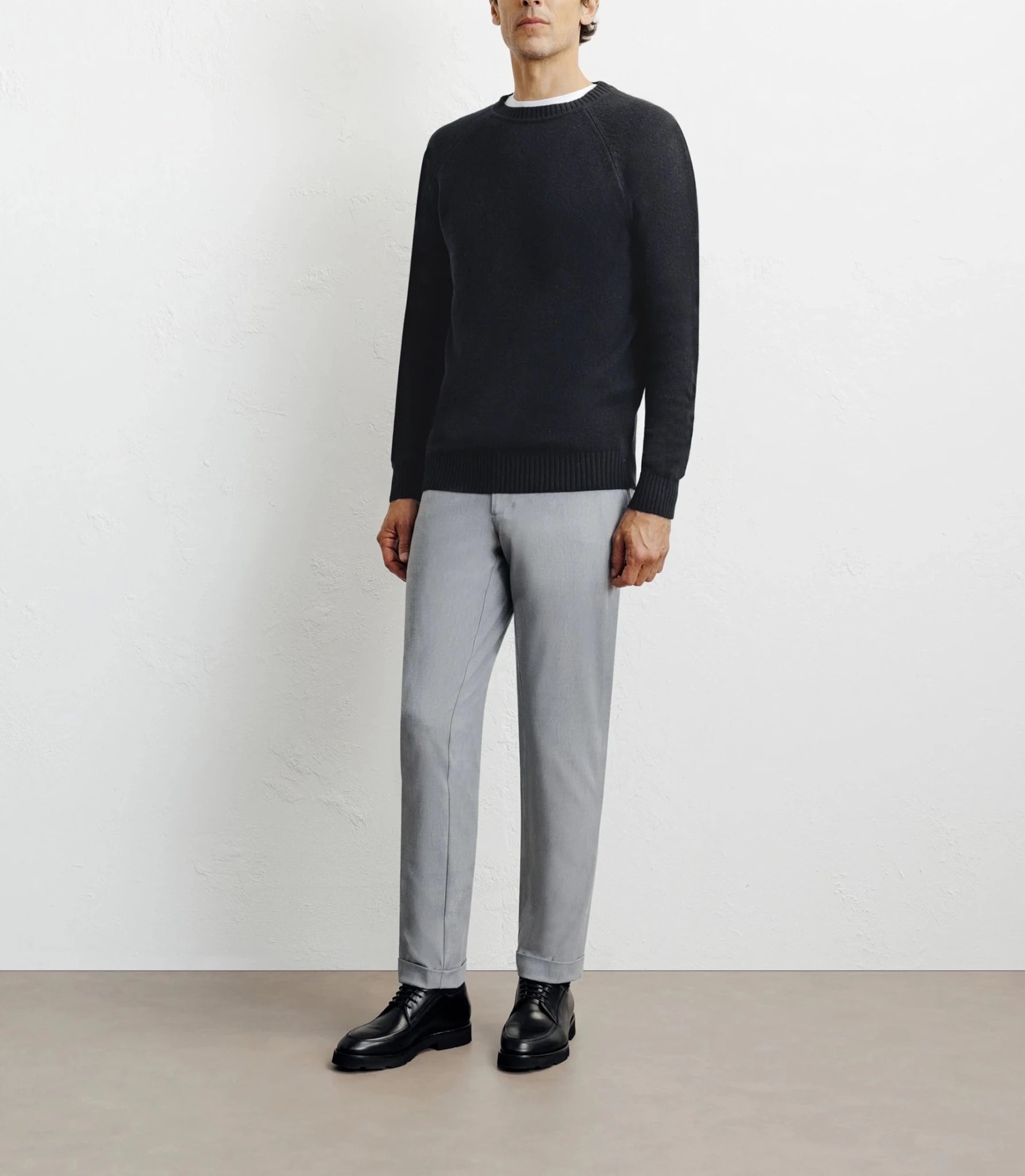 Pull en laine col rond noir - IZAC