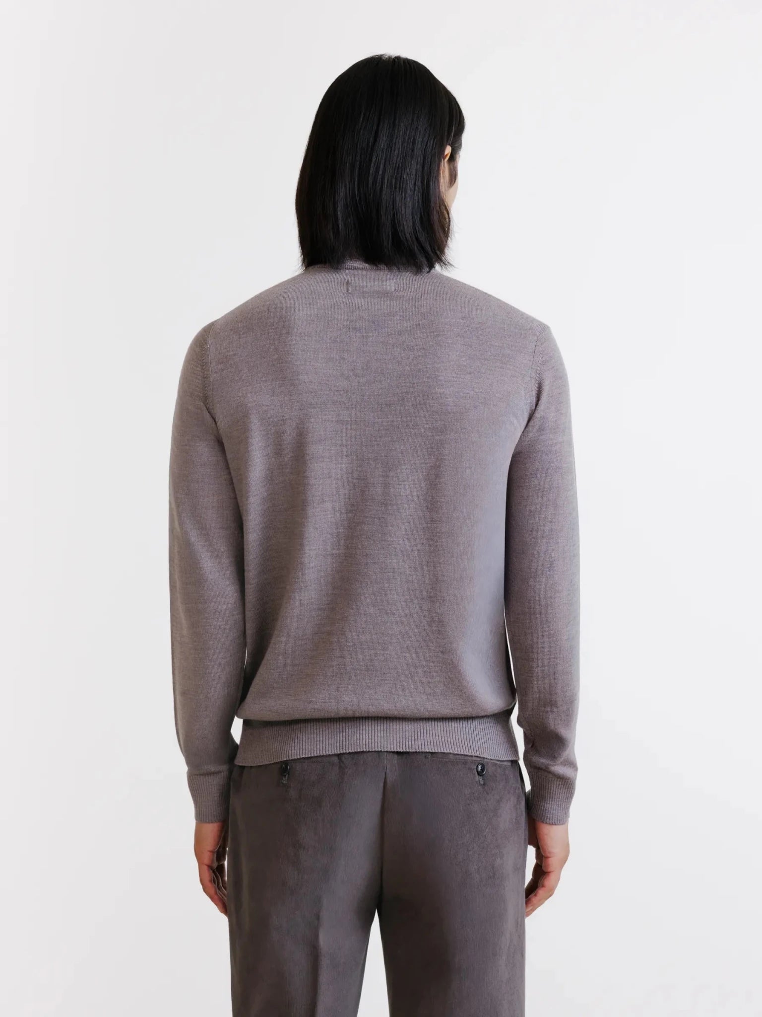 Pull col cheminée en laine mérinos châtain - IZAC