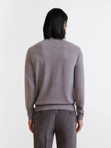 Pull col cheminée en laine mérinos châtain - IZAC