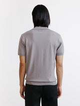 Polo col ouvert en maille taupe - IZAC