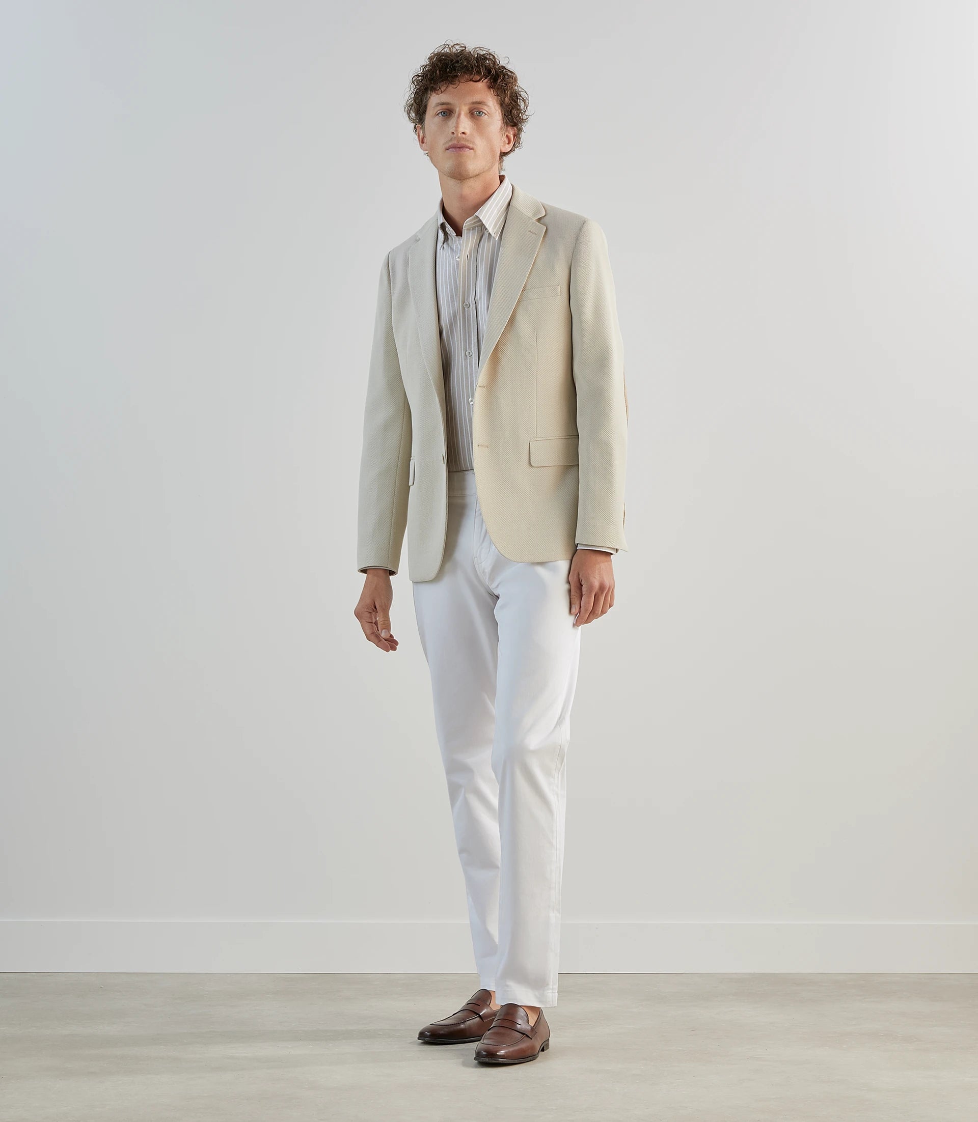 Veste casual en tissu armuré écru - IZAC