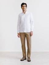 Chemise col mao avec coudière en suède blanche - IZAC