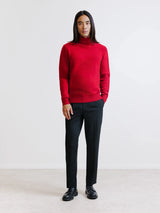 Pull en laine col roulé rouge foncé - IZAC