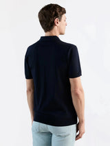 Polo col ouvert en maille marine - IZAC