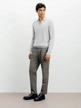 Pull col polo en laine mérinos gris - IZAC