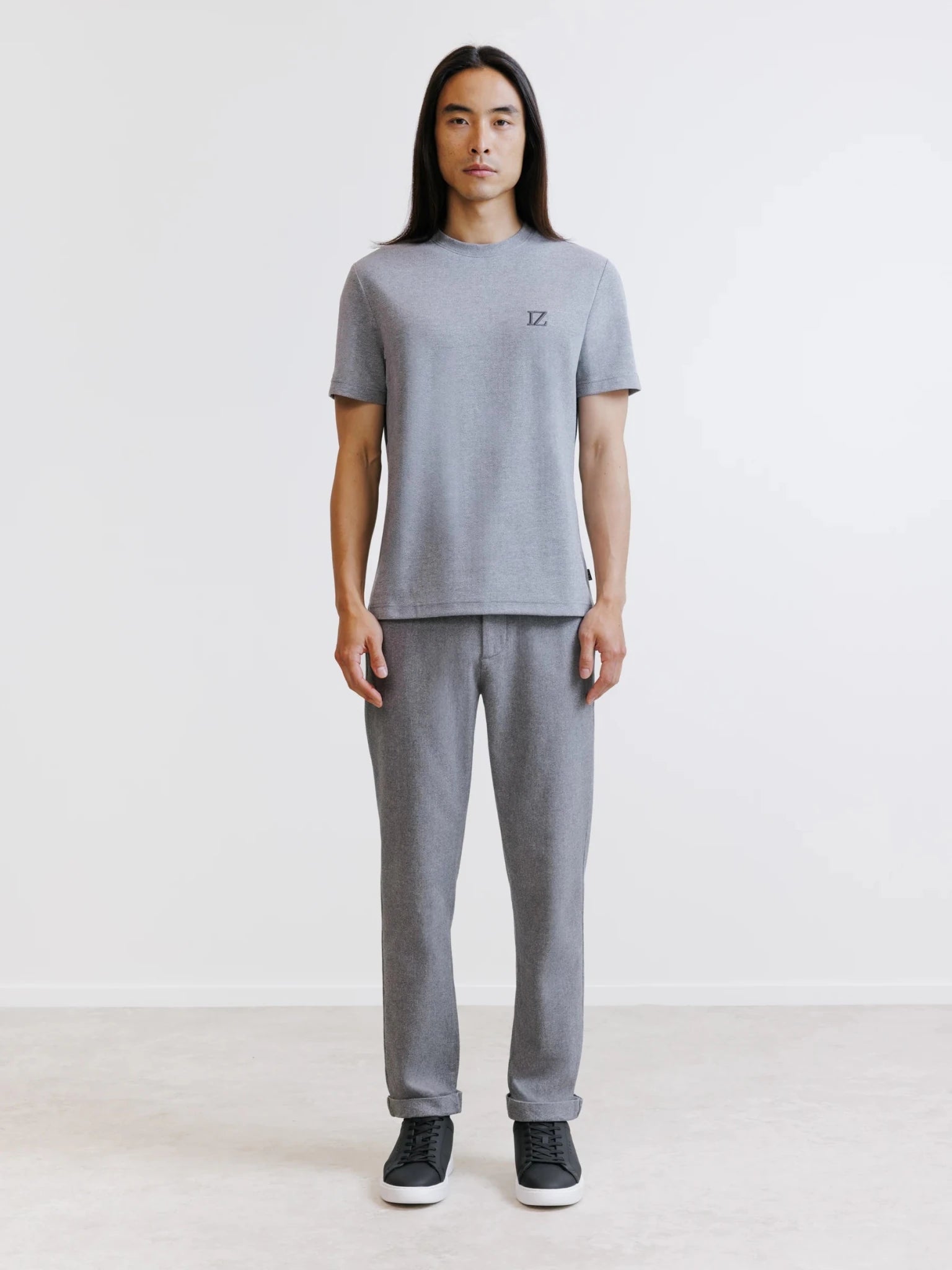 T-shirt en chevron gris chiné - IZAC