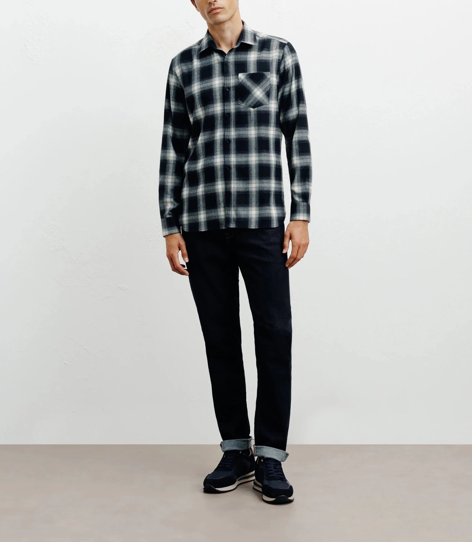Chemise casual à petits carreaux marine - IZAC