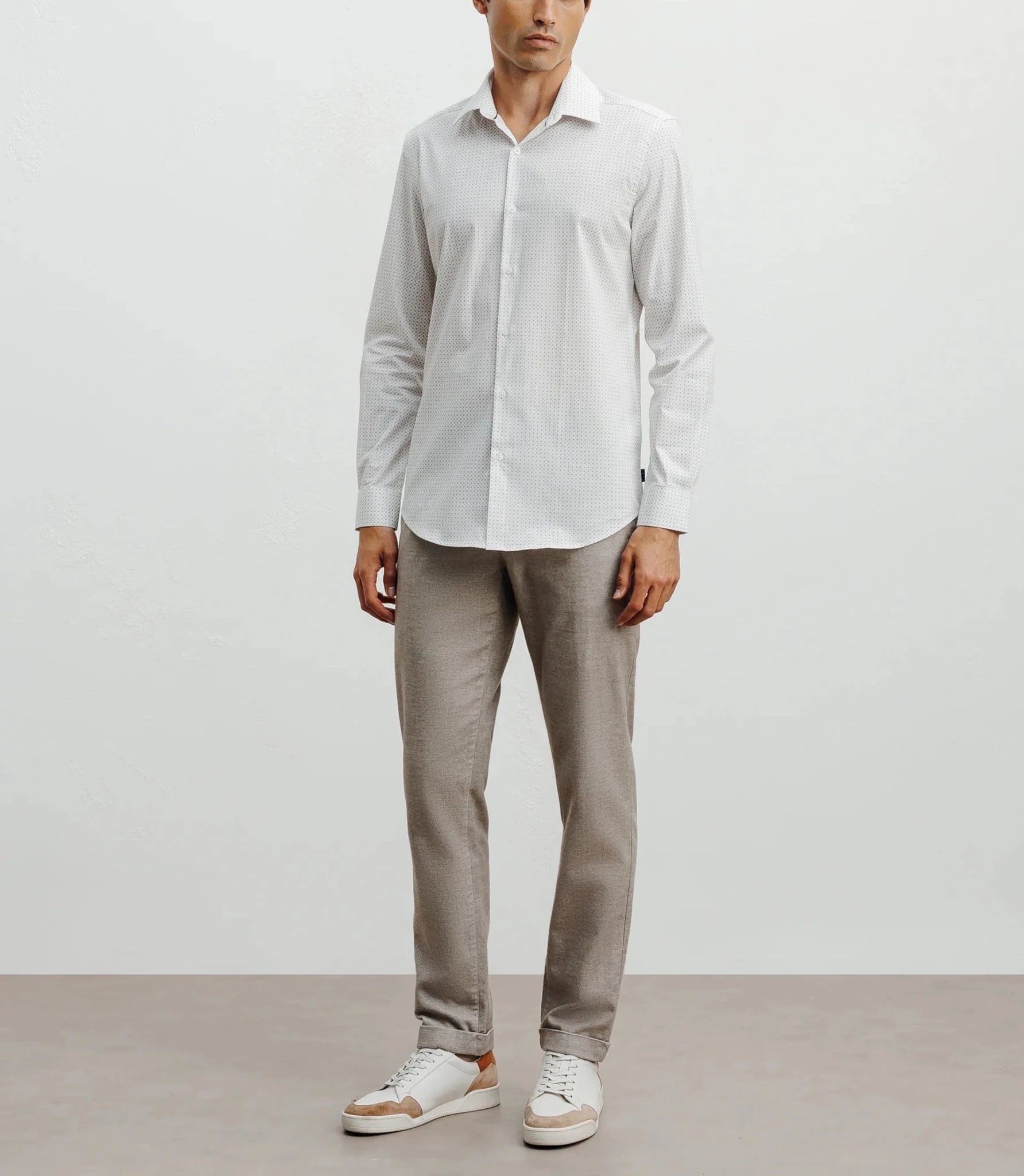 Chemise ville imprimée beige - IZAC