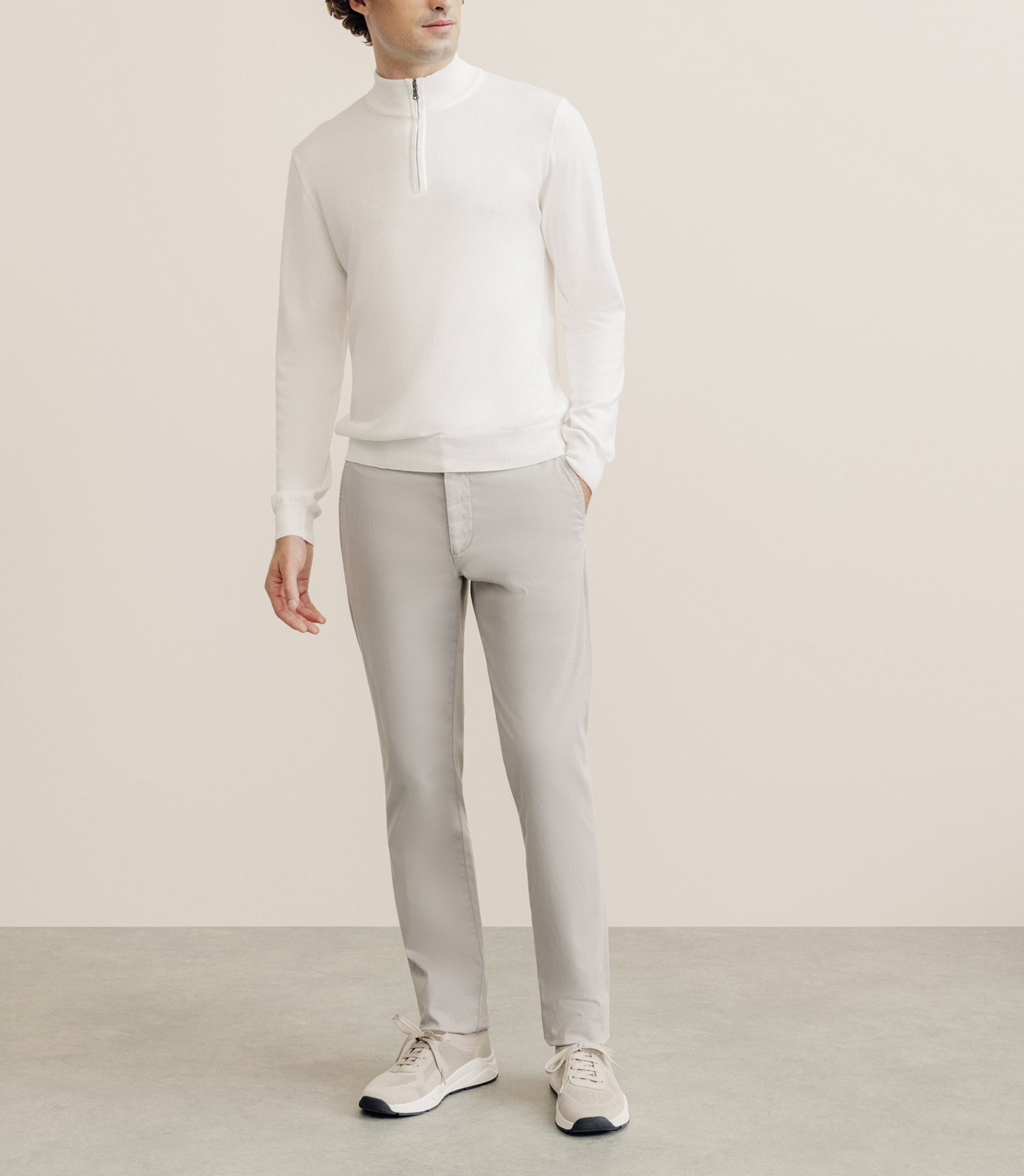 Pull col montant demi zippé écru - IZAC