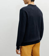 Pull col polo ouvert jeux de points marine - IZAC