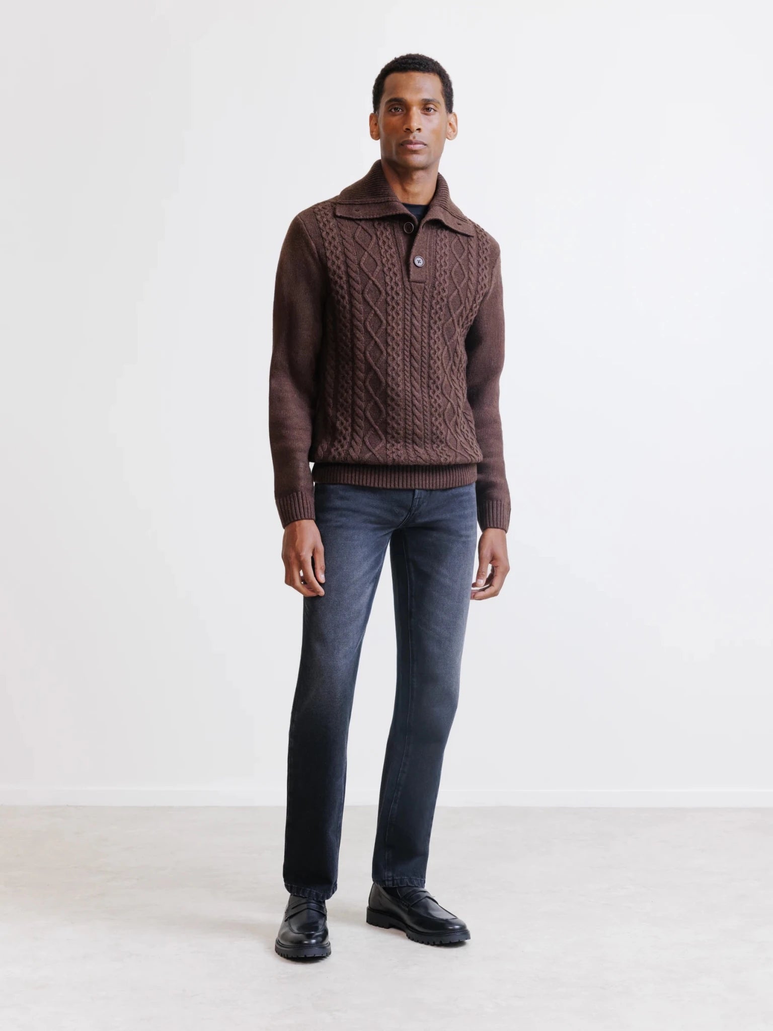 Pull col camionneur chocolat - IZAC