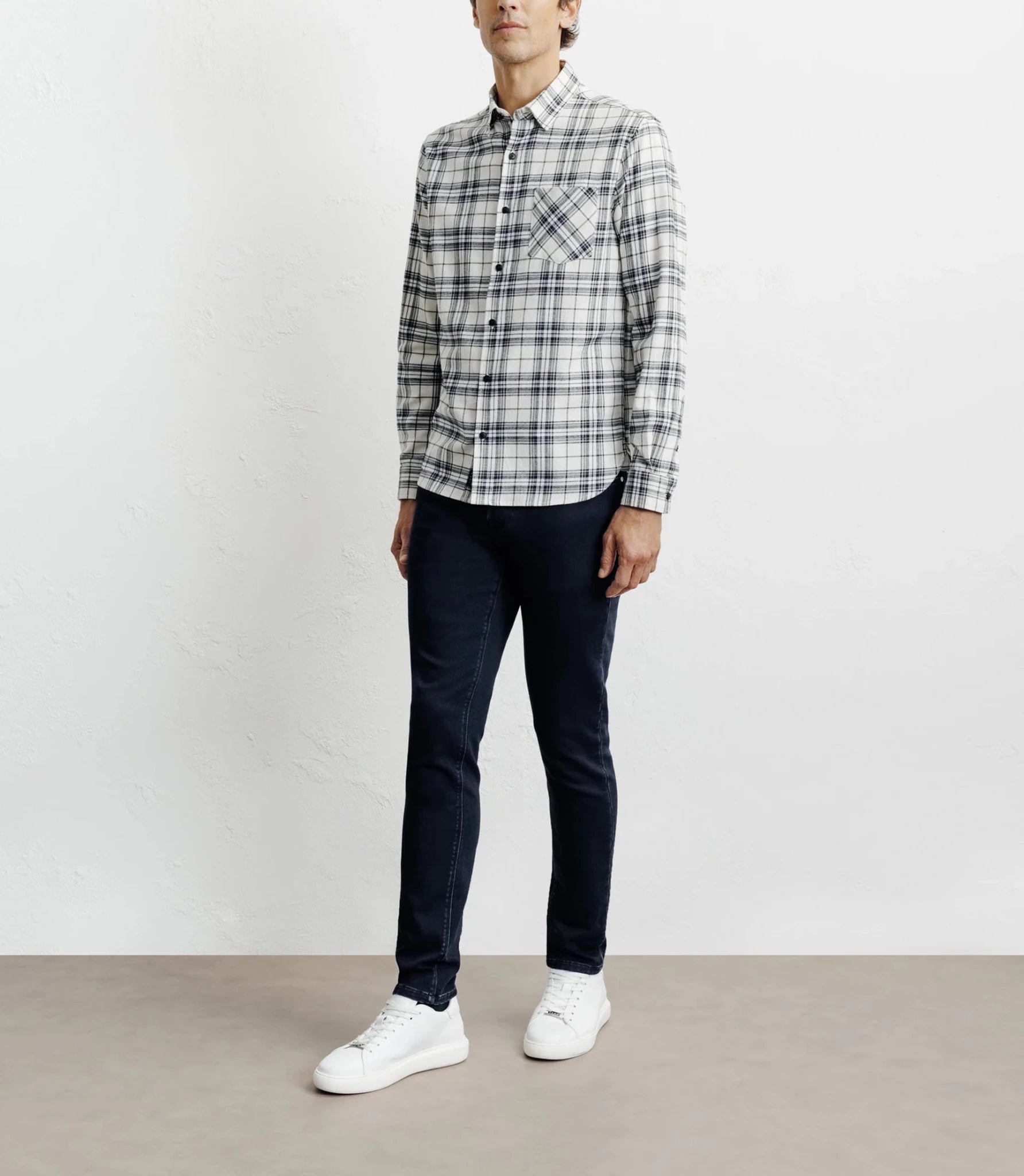 Chemise casual à petits carreaux écru - IZAC