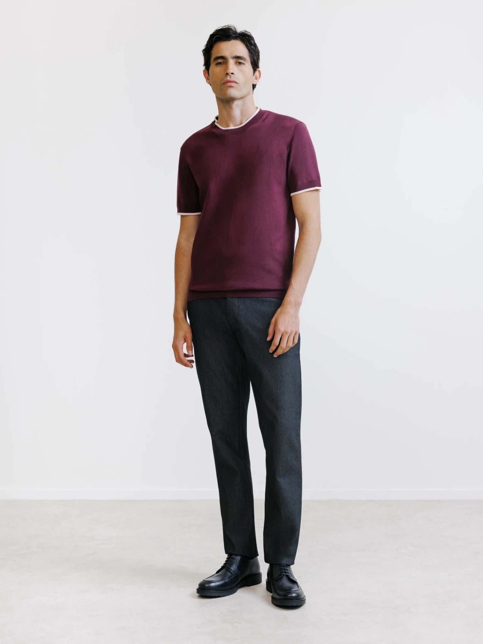 T-shirt en maille bordeaux - IZAC