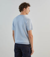 T-shirt à manches courtes en maille bleu ciel - IZAC