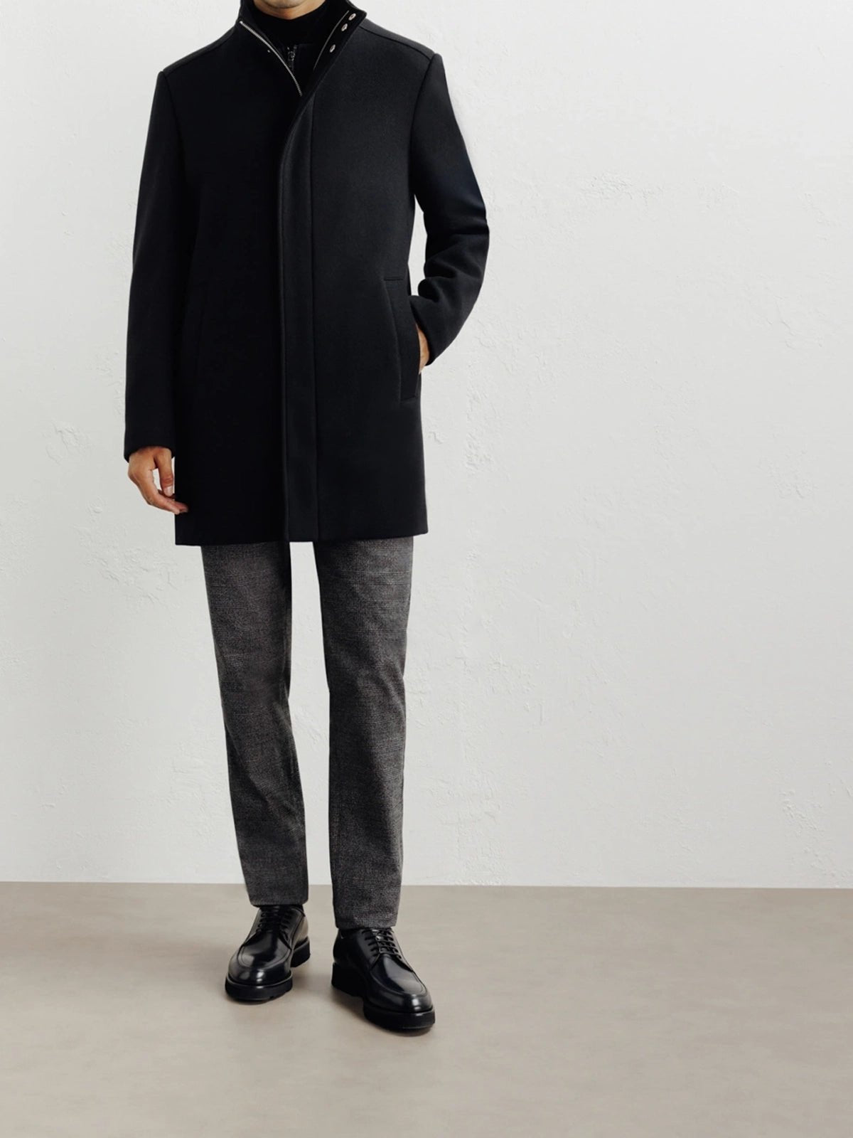 Manteau ville en laine noir - IZAC