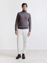 Pull en laine col roulé marron - IZAC