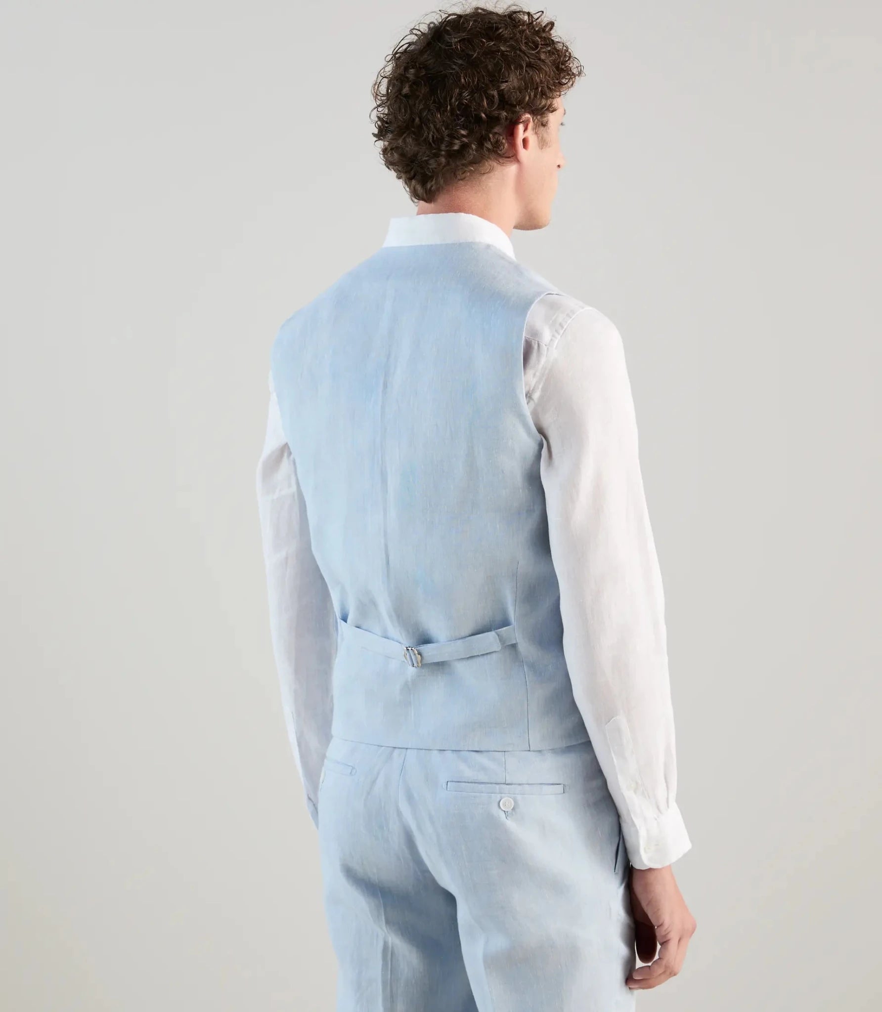 Gilet ville 100% lin bleu ciel - IZAC