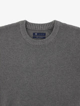 Pull col rond uni jeu de point gris