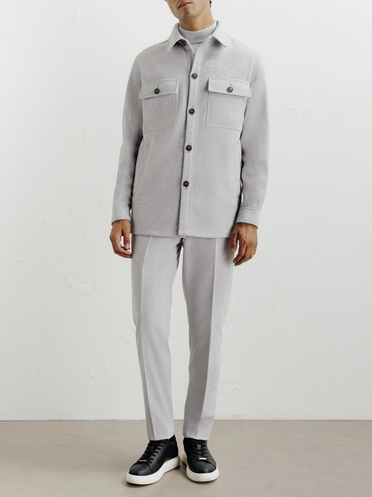 Veste casual col chemise gris clair - IZAC