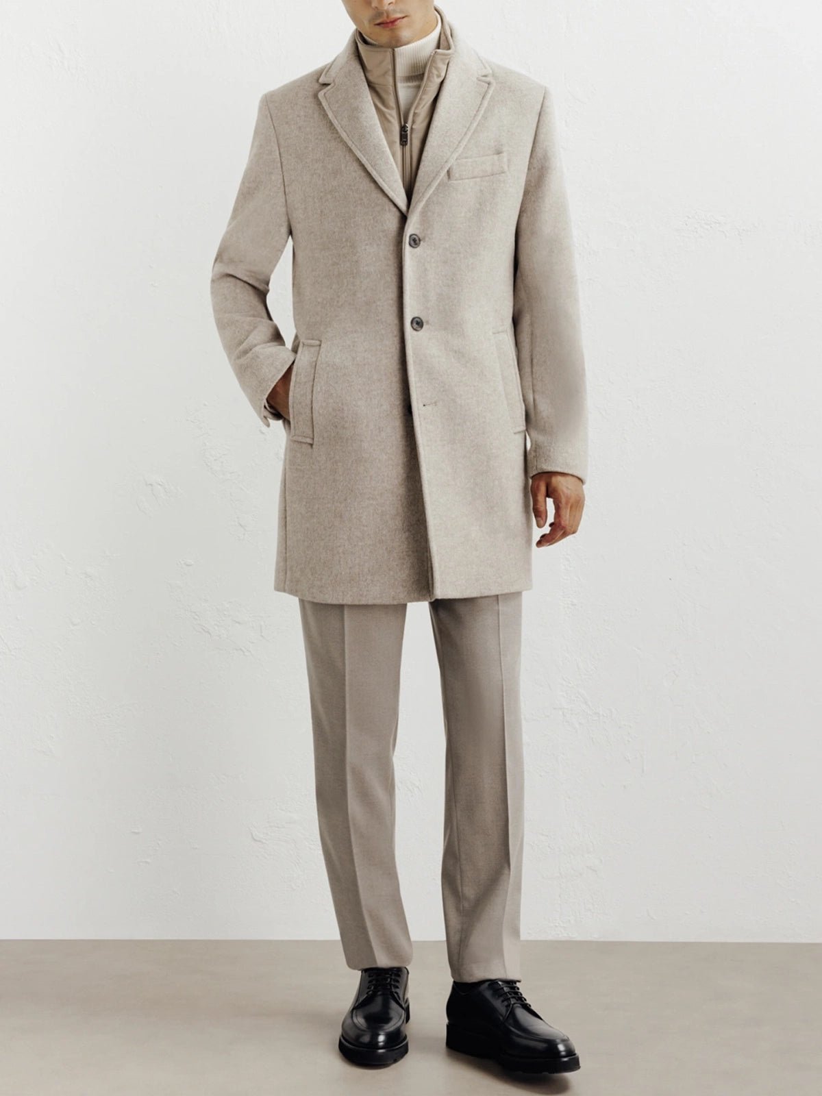 Manteau ville à parmenture amovible beige - IZAC