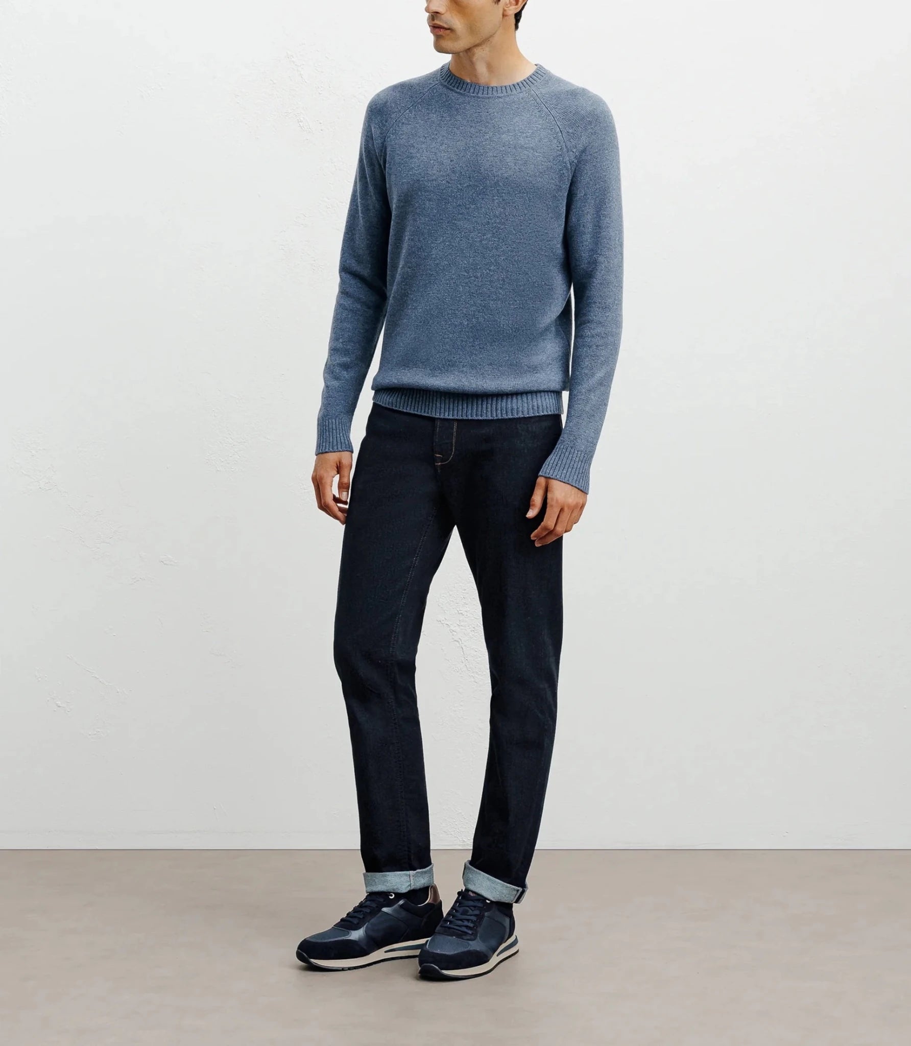 Pull en laine col rond indigo - IZAC