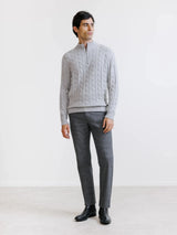 Pull col montant demi-zip gris chiné - IZAC