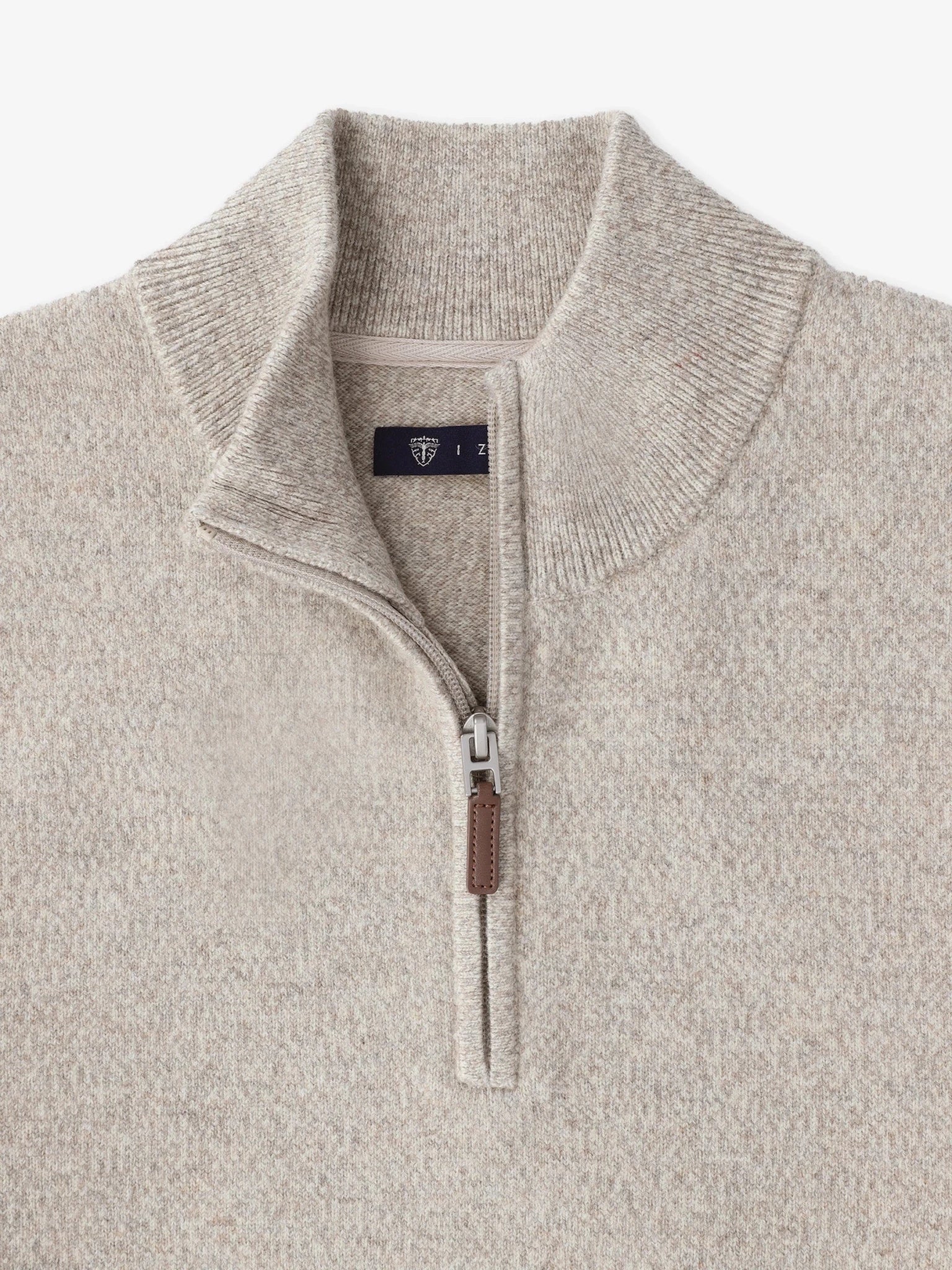 Pull col demi zip mouliné beige - IZAC