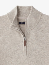 Pull col demi zip mouliné beige - IZAC