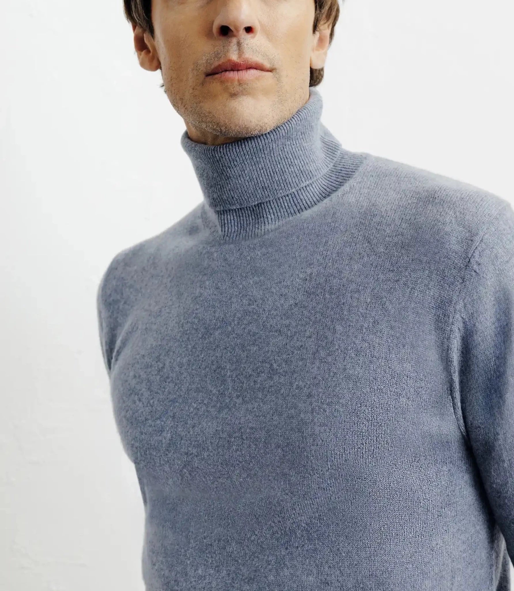 Pull col roulé 100% cachemire indigo - IZAC