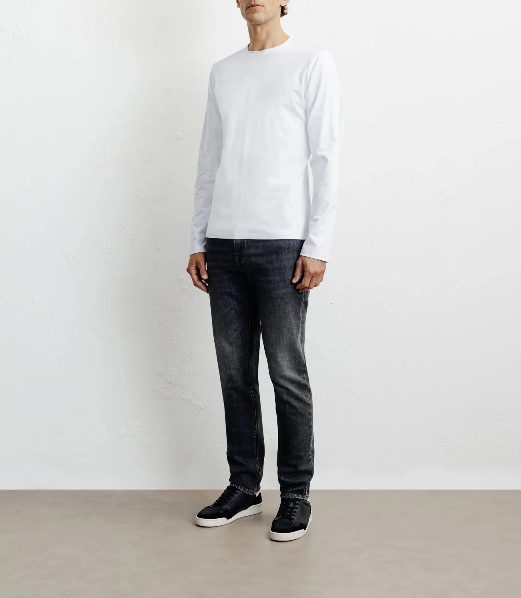 T-shirt col rond manches longues blanc - IZAC