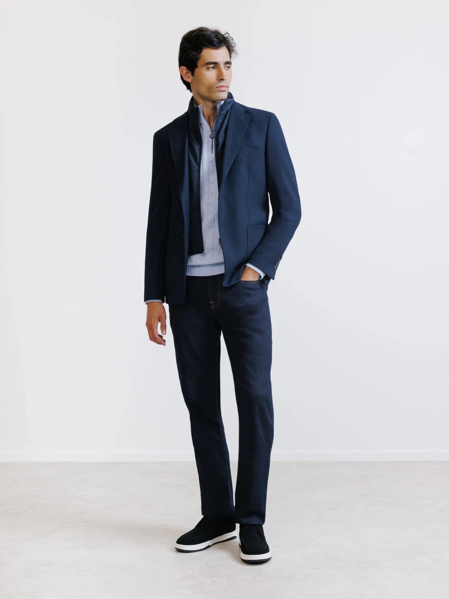 Veste en tissu armuré marine - IZAC