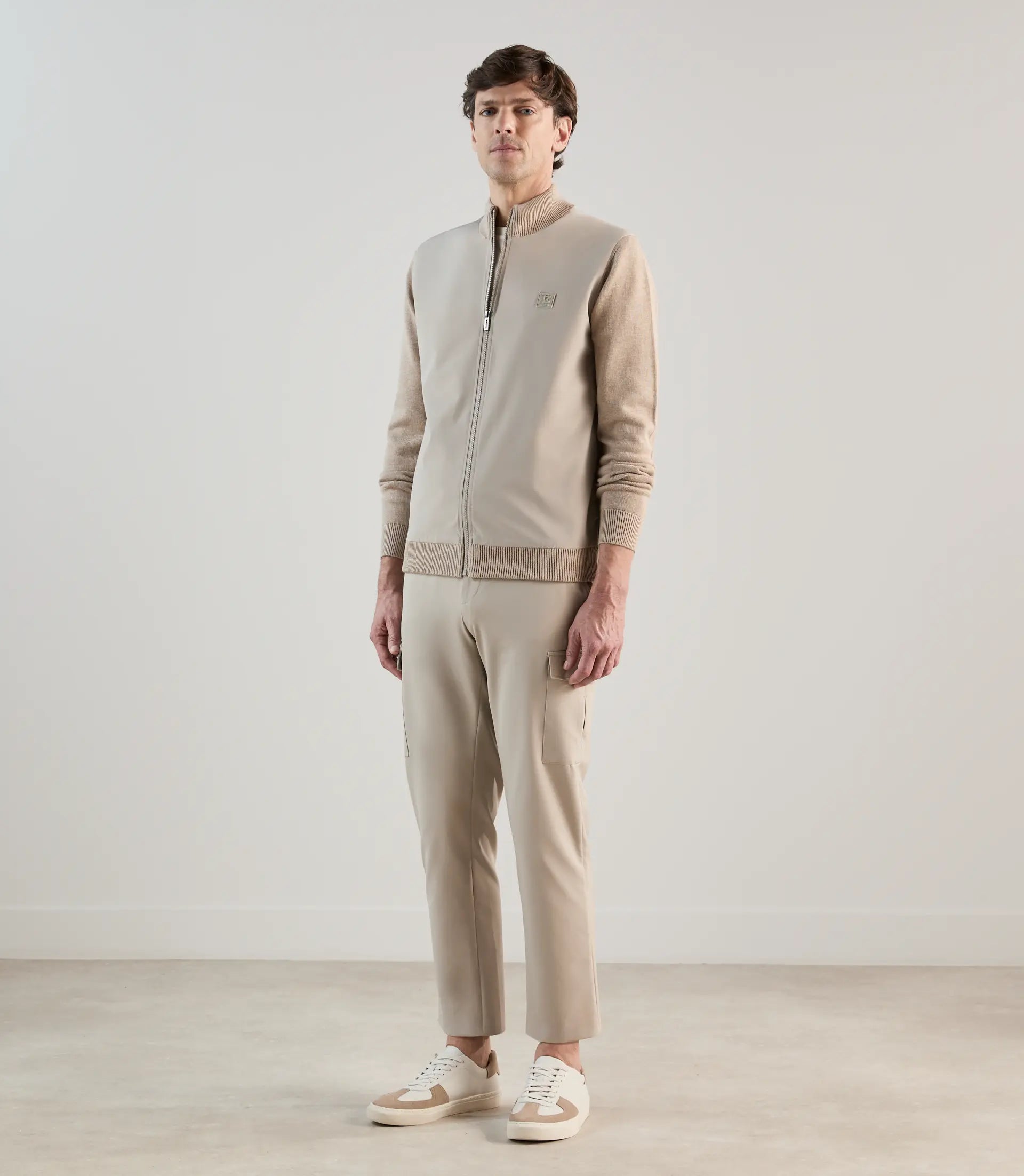 Gilet col montant bi - matière beige - IZAC