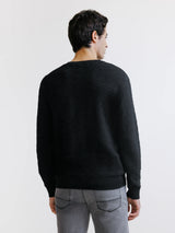 Pull jacquard col rond noir