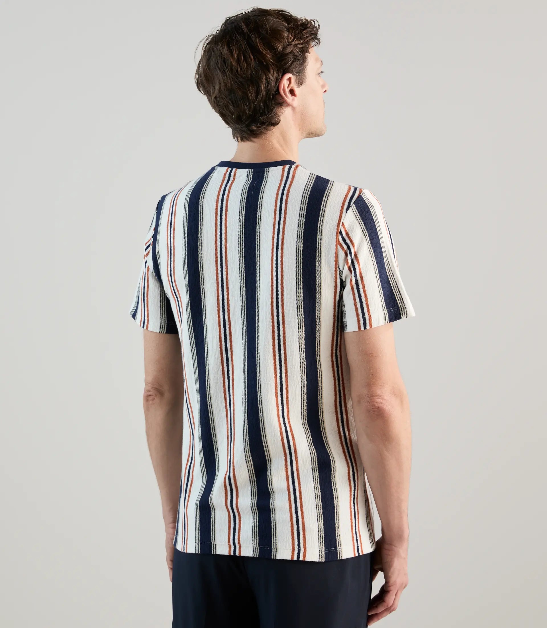 T-shirt à manches courtes rayé écru marine - IZAC