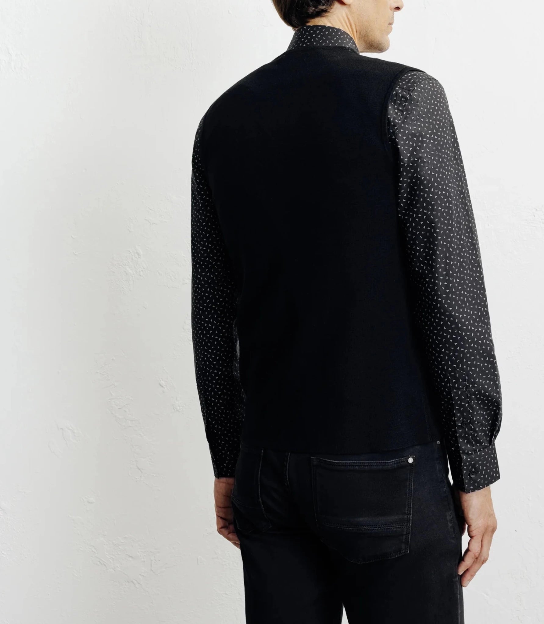 Gilet sans manches boutonné jeux de points noir - IZAC