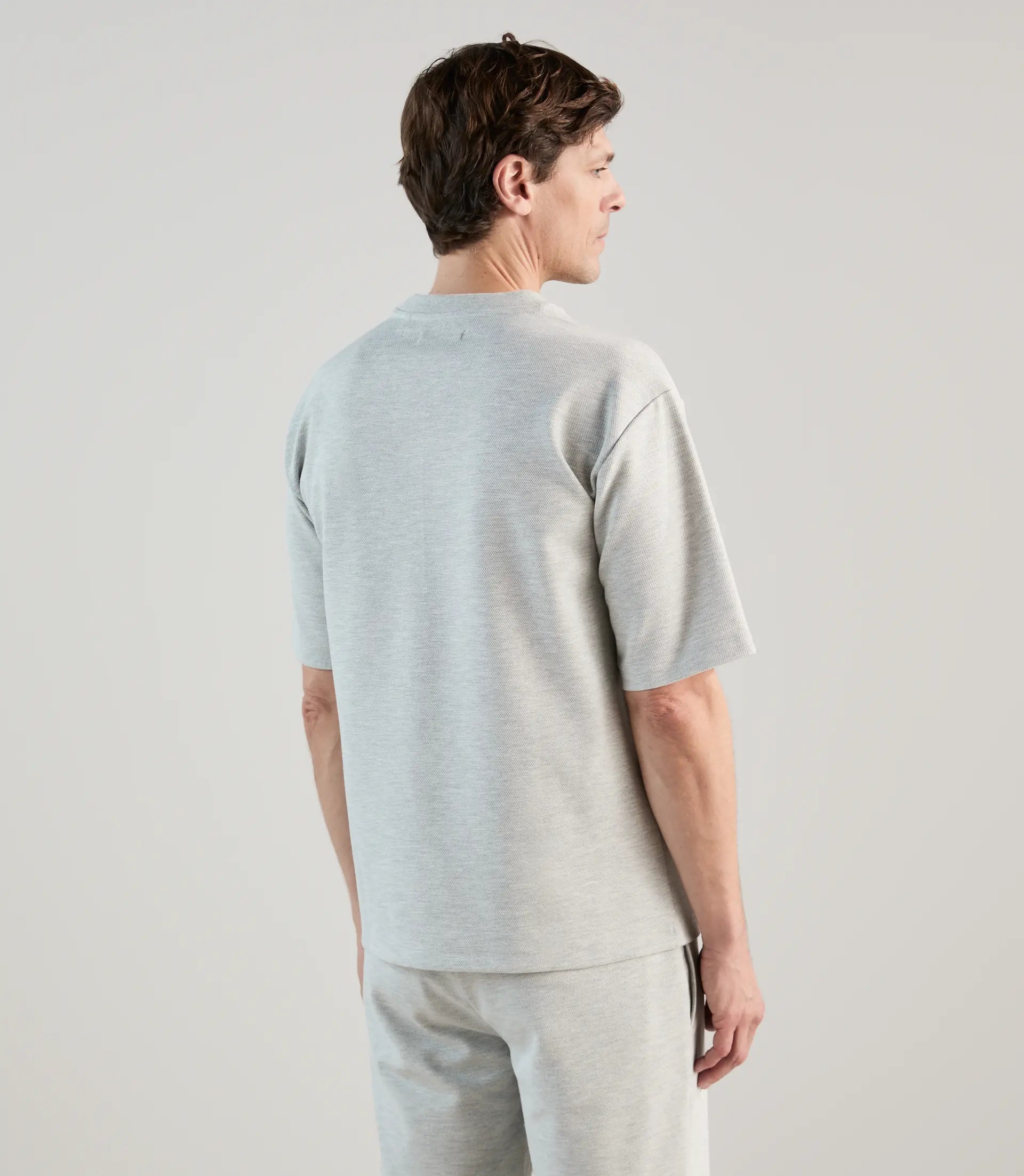 T-shirt col rond en jeu de points gris chine - IZAC