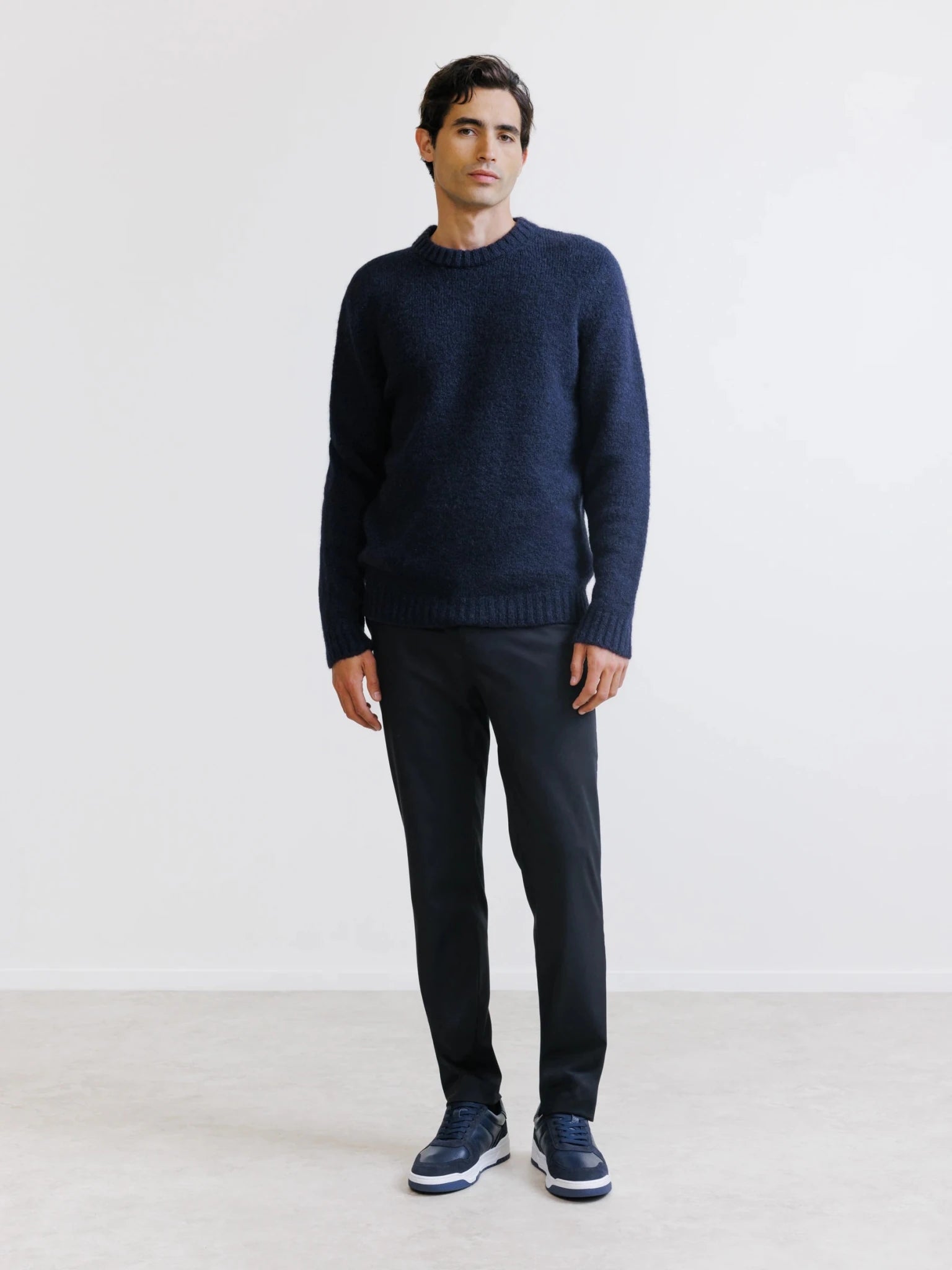 Pull col rond marine